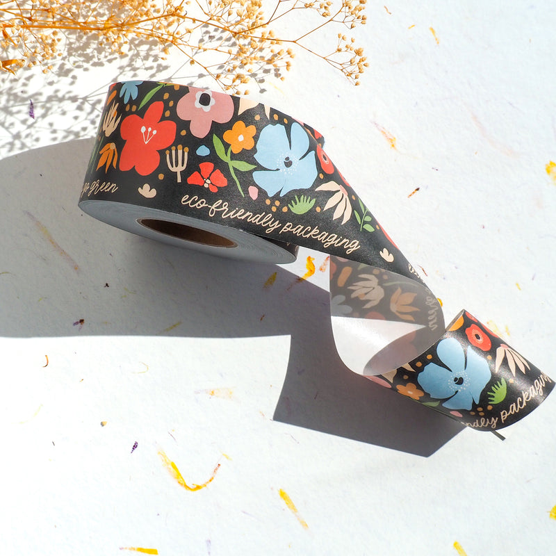 water activated tape with floral design 