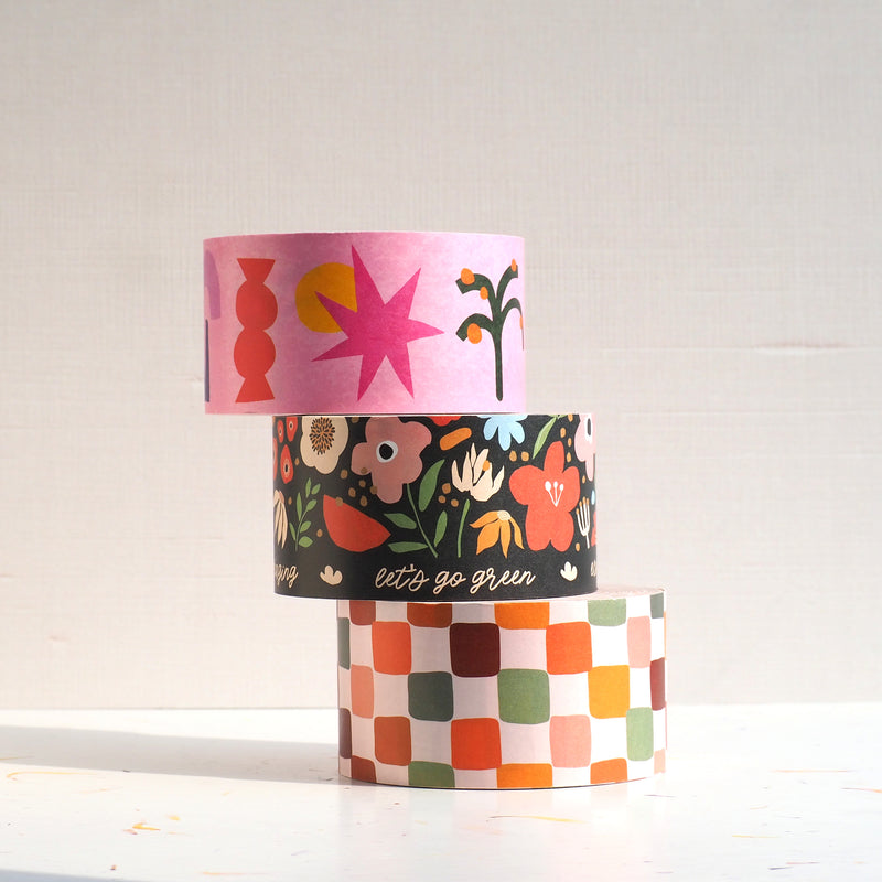 Floral Water-Activated Packing Tape