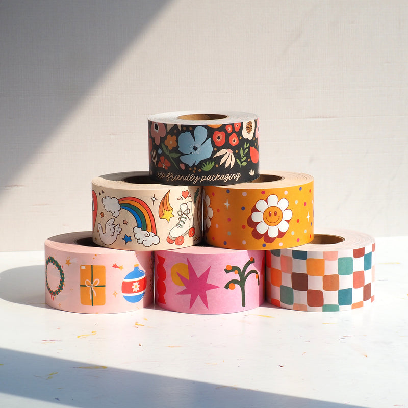 Happy Flower Water Activated Packing Tape