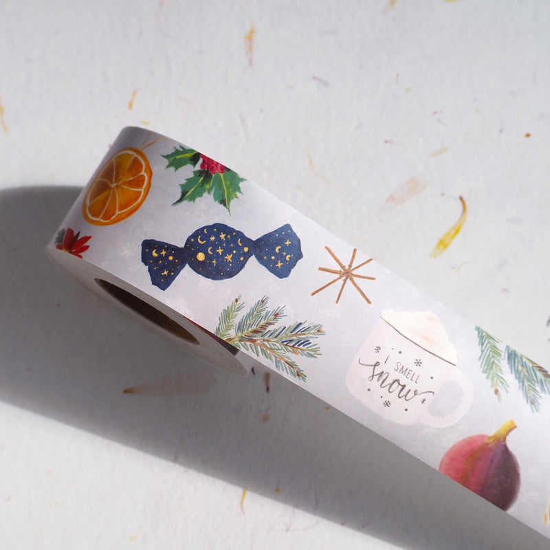 water activated packing tape with Christmas elements