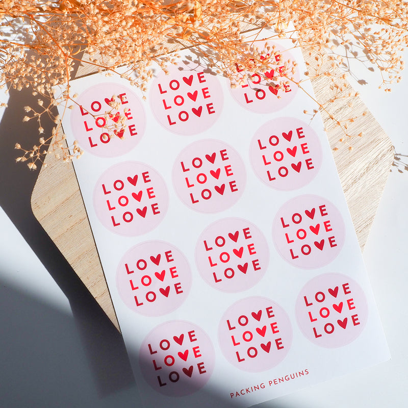 Love Love Love Sticker Sheet